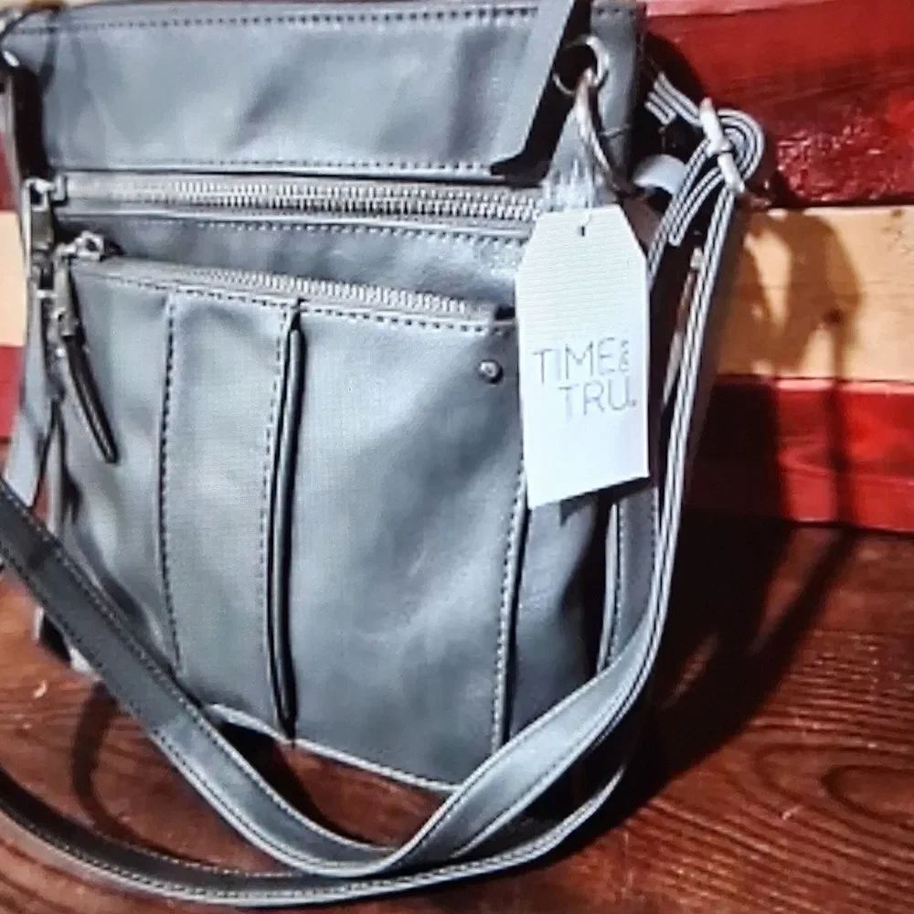 Time and Tru Charcoal Grey Adjustable Crossbody HandBag New With Tags